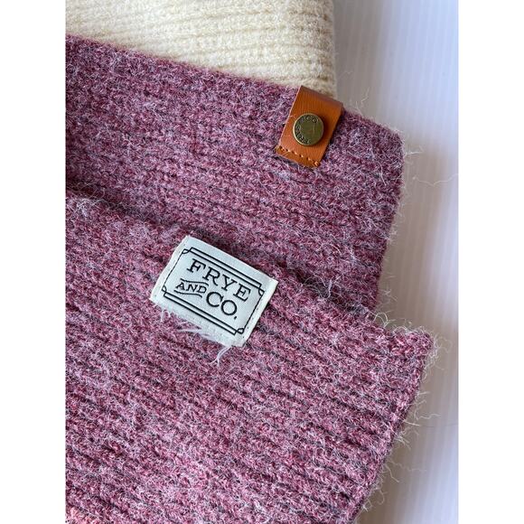 FRYE & Co Ombre Knit Scarf Cream Pink Dip Dye Wrap Fall Winter Cozy Hygge Chunky - Picture 3 of 4